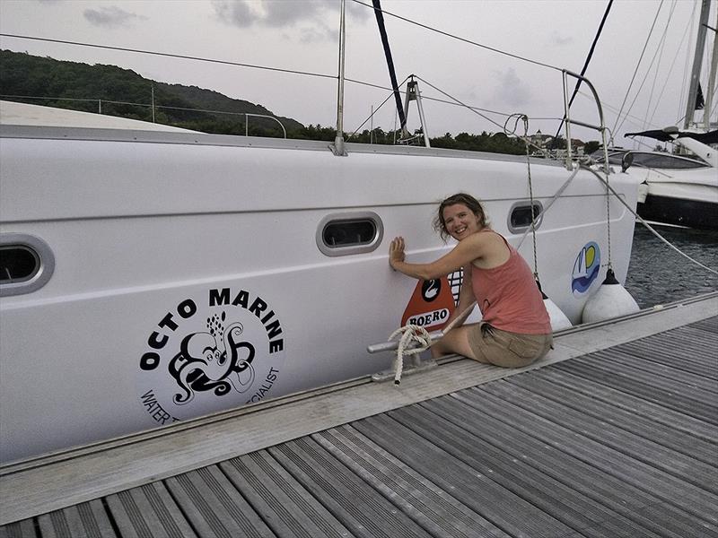 Installing the new stickers photo copyright Mission Océa taken at  and featuring the Cruising Yacht class