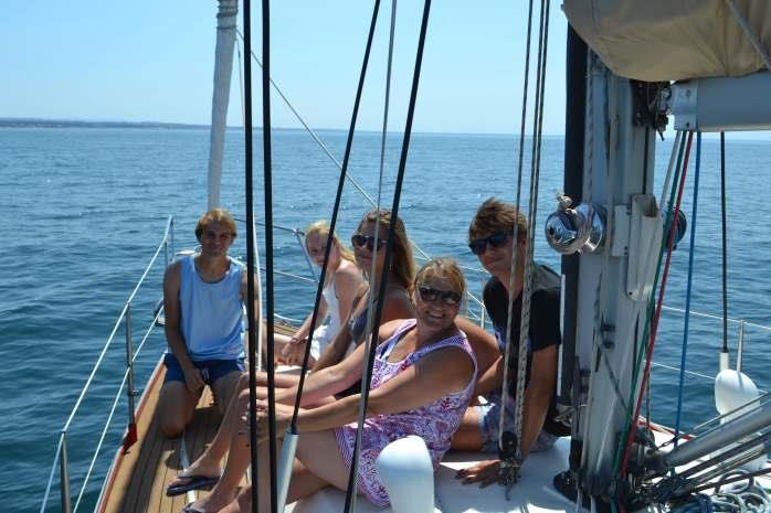 The Andersons & Molly on the foredeck enjoying the cruise - Porto – Portugal - photo © Maree & Phil