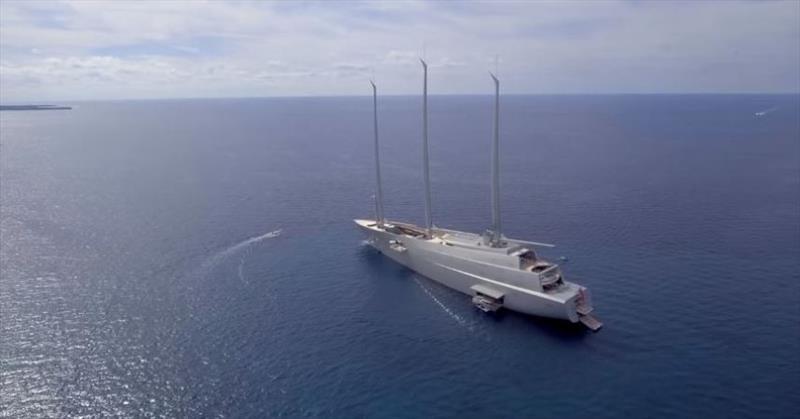 World's largest sailing yacht - Aerial Drone view photo copyright Ibiza by Air taken at  and featuring the Cruising Yacht class