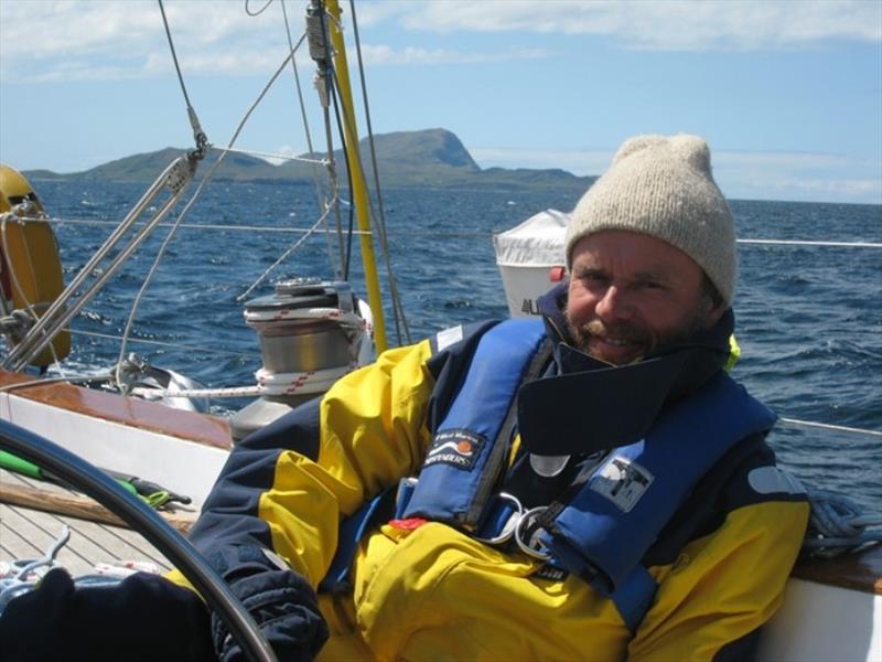Alex aboard Aleria sailing in Clew Bay where Alex and Daria are Port Officers. Clare Island is in the background photo copyright Ocean Cruising Club taken at  and featuring the Cruising Yacht class