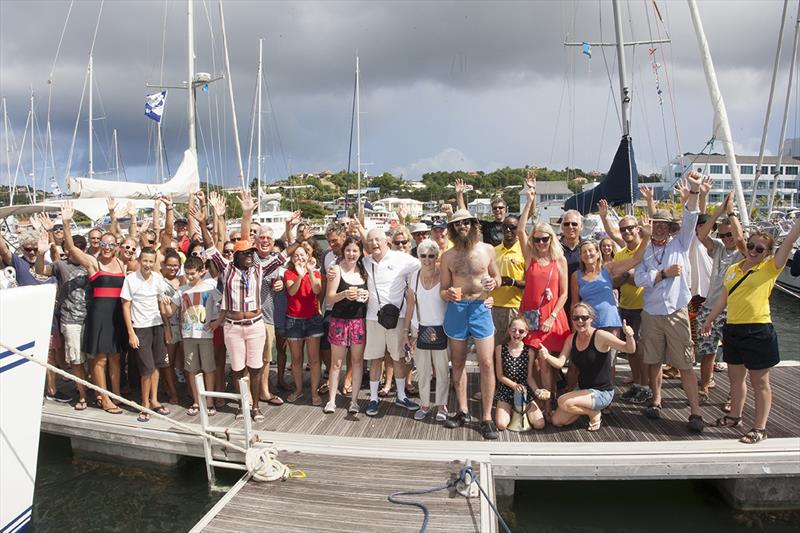 2018 ARC - Prize-giving - Big celebrations on the dock for Excalibur - the last boat of ARC 2018  to arrive photo copyright Clare Pengelly taken at  and featuring the Cruising Yacht class