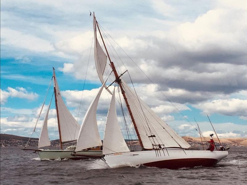 An impressive sight on the Derwent. One lag reckoned there hadn't been a jackyard topsail set on the Derwent for 70 years, back then they were a common sight photo copyright Wooden Boat Shop taken at  and featuring the Cruising Yacht class