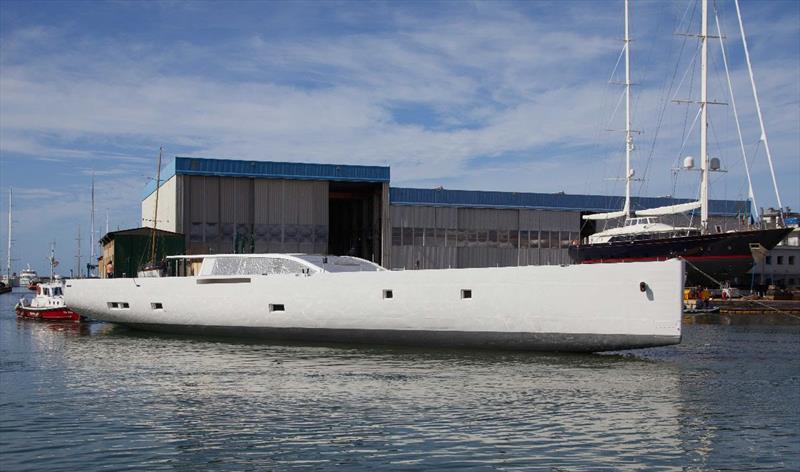 The hull of the first S/Y 42m E-volution photo copyright Perini Navi taken at  and featuring the Cruising Yacht class