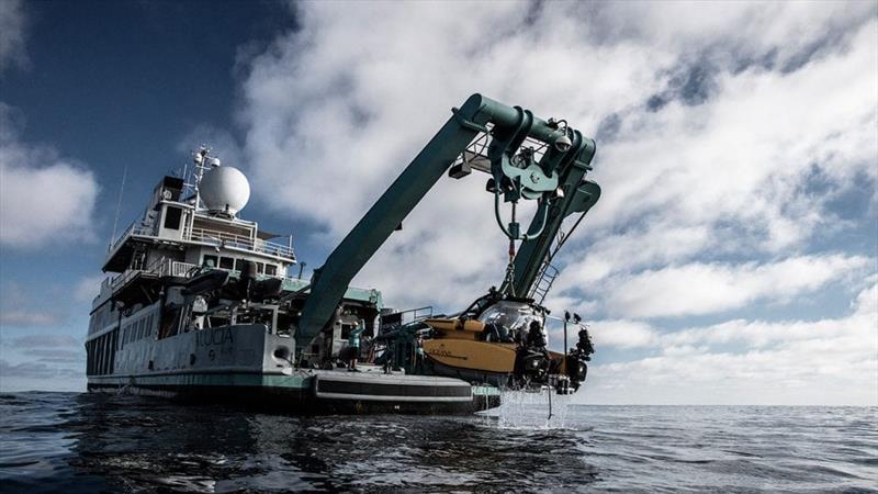 The OceanX research vessel Alucia and submersible Nadir. - photo © Luis Lamar, National Geographic