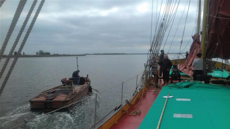 The Downs Road tug departs and the barge heels to the breeze for the first time photo copyright Steve Hunt taken at  and featuring the Cruising Yacht class