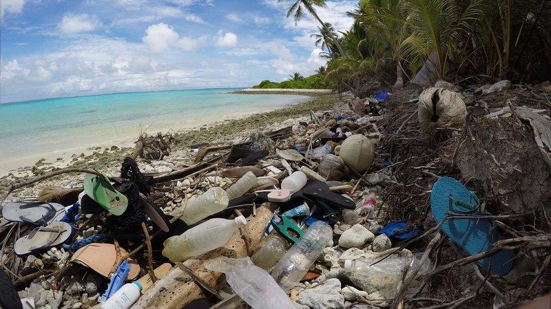 Debris blankets the north side of one of the Cocos Keeling Islands in the Indian Ocean. Researchers found a huge amount of plastic both onshore and buried in the sand photo copyright Silke Stuckenbroc taken at  and featuring the Cruising Yacht class