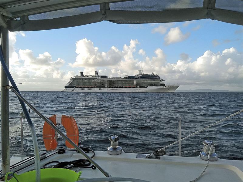 Just one of our cruise ship neighbours photo copyright Mission Ocean taken at  and featuring the Cruising Yacht class