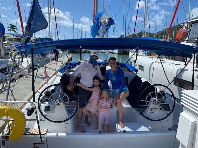 My  crew: Chris, Myself, Caitlin (6), Emilie (4) photo copyright Catherine Guiader taken at  and featuring the Cruising Yacht class