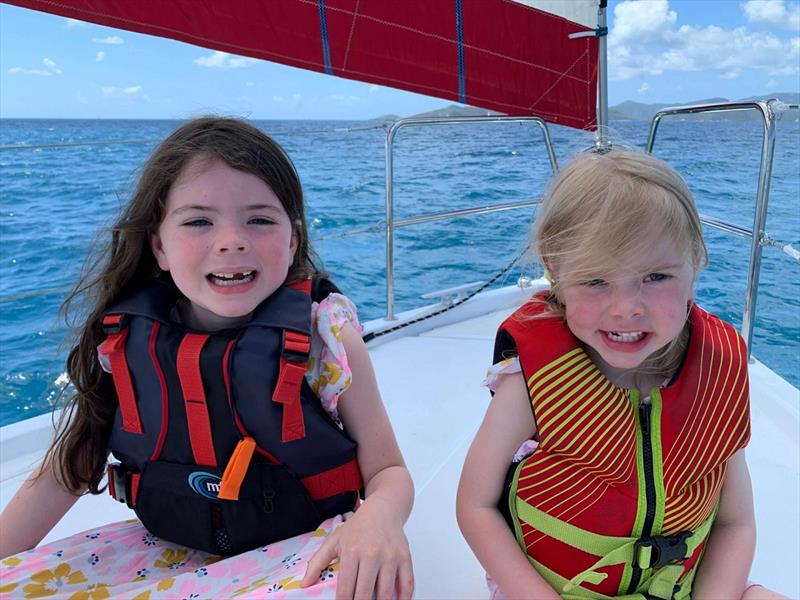 The girls excited as we left Wickman's Cay towards Norman Island photo copyright Catherine Guiader taken at  and featuring the Cruising Yacht class