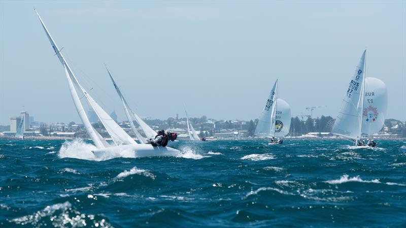 Race 6 on day 4 of the 2019 Dragon World Championship photo copyright Tom Hodge Media taken at Royal Freshwater Bay Yacht Club and featuring the Dragon class