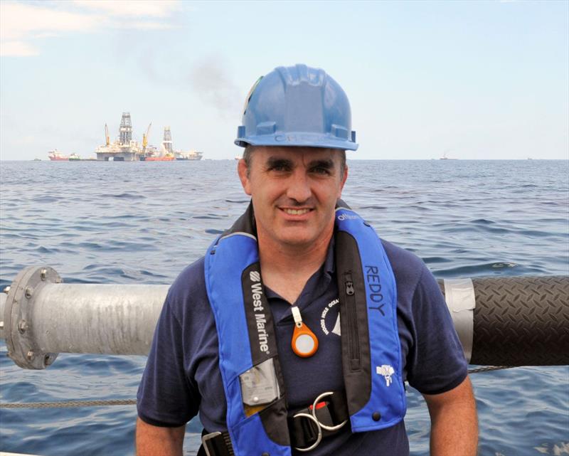 WHOI marine chemist Chris Reddy, during the 2010 Deepwater Horizon response photo copyright Woods Hole Oceanographic Institution taken at  and featuring the Environment class