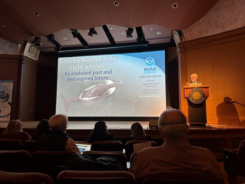 Dr. John Bengston, Marine Mammal Laboratory director at the Alaska Fisheries Science Center, presented on the extinction crisis facing the Eastern North Pacific right whale photo copyright NOAA Fisheries / Paul Hillman taken at  and featuring the Environment class