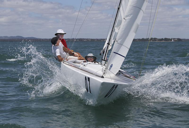 Havoc out on the water ensuring they were on pace for the last race of the series on day 4 of the Etchells Australian Championship photo copyright John Curnow taken at Royal Queensland Yacht Squadron and featuring the Etchells class