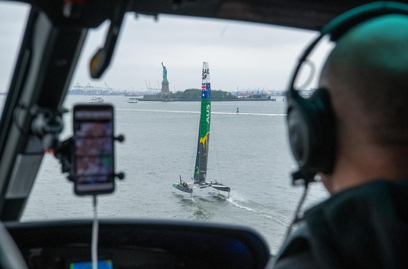 SailGP Team Australia skippered by Tom Slingsby during practice ahead of the Event 3 Season 1 SailGP event in New York City, New York, United States. 19 June  photo copyright Chris Cameron for SailGP taken at  and featuring the F50 class