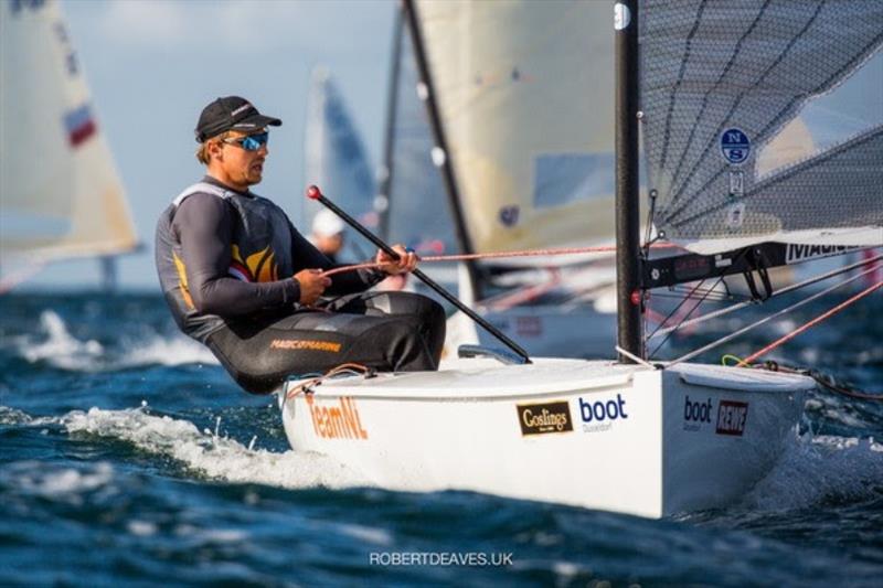 Nicholas Heiner dominates the small Finn fleet at Kiel. With five race wins, the Dutchman is in first place photo copyright Robert Deaves taken at Kieler Yacht Club and featuring the Finn class