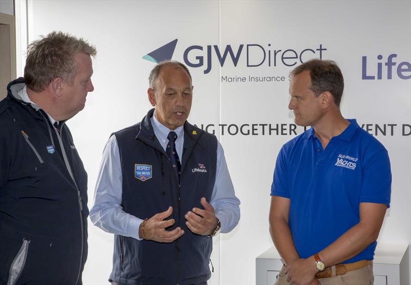 (l-r) Jez Entwistle, Brian Robson & Mark Jardine at the new RNLI and GJW Direct Lifejacket Clinic association announcement - photo © Tim Olin / www.olinphoto.co.uk