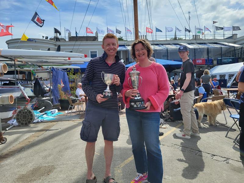 Ger and Mel win the McDowell Trophy at the GP14 Leinster Championships photo copyright Andy Johnston taken at Royal Irish Yacht Club and featuring the GP14 class