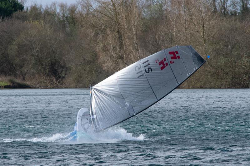Richard Leftley practices his capsize technique at South Cerney SC photo copyright Dave Whittle taken at South Cerney Sailing Club and featuring the Hadron H2 class