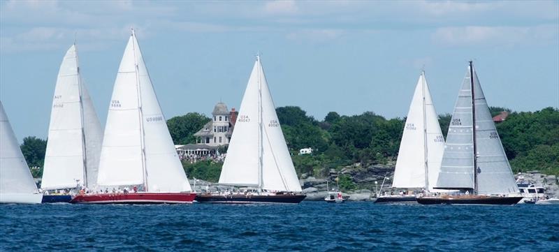The 2014 Cruiser Division start off Castle Hill, Newport, turned out a good spectator fleet, as usual photo copyright Barry Pickthall / PPL taken at Cruising Club of America and featuring the IRC class