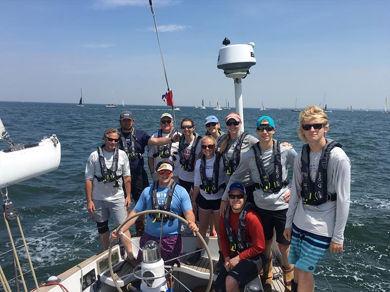The youth crew of the 48-foot Dreamcatcher gets set for a practice race around Block Island in late May  photo copyright Newport Bermuda Race taken at Royal Bermuda Yacht Club and featuring the IRC class