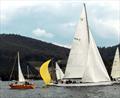 Gretel II towers above other yachts in the Cygnet Regatta Weekend © Jessica Coughlan