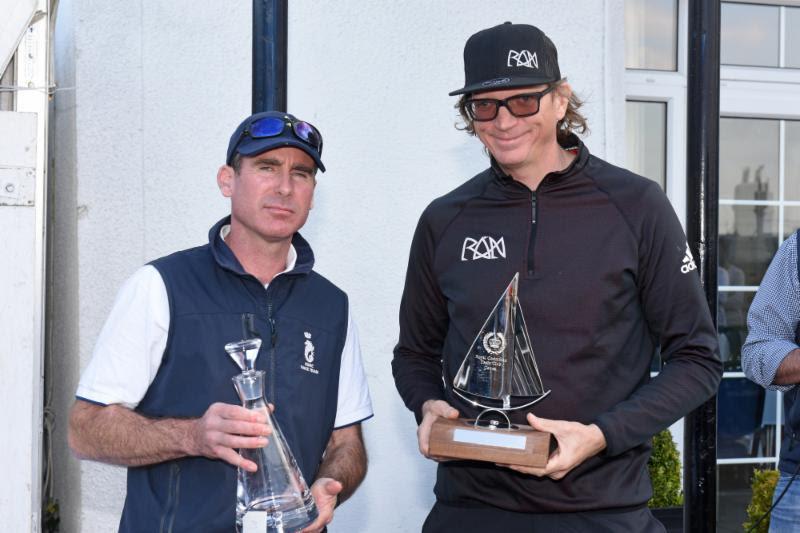 Niklas Zennstrom collects Ran's trophy from RORC Deputy Racing Manager Tim Thubron on day 3 of the RORC Vice Admiral's Cup 2019 photo copyright Rick Tomlinson / www.rick-tomlinson.com taken at Royal Ocean Racing Club and featuring the IRC class