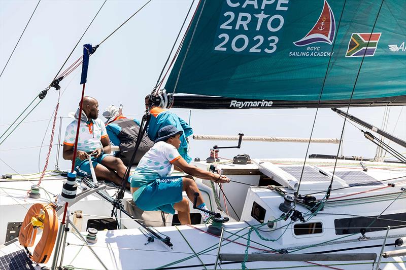 Crew of the Alexforbes ArchAngel depart Cape Town in their history making bid to win the 2023 Cape2Rio Yacht Race photo copyright Cape2Rio Race taken at Royal Cape Yacht Club and featuring the IRC class
