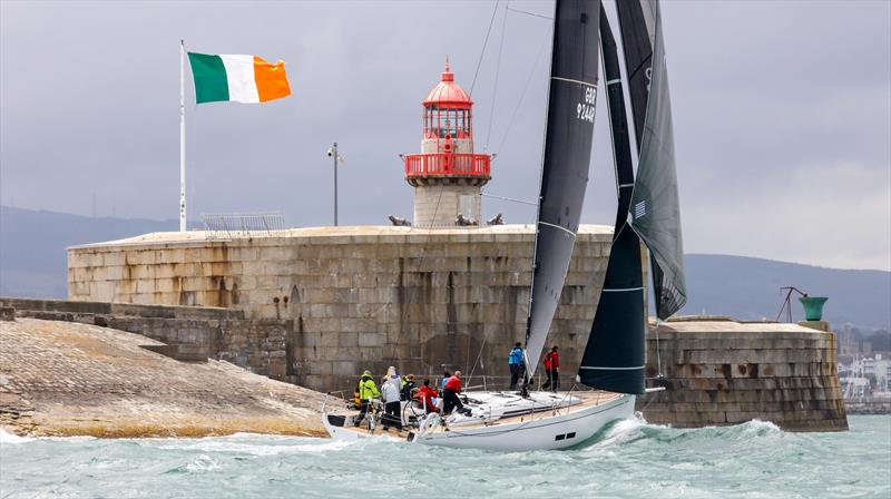 Robert Rendell's Grand Soleil 44 Samatom finishes the first Volvo Dun Laoghaire Regatta Coastal Race at Dun Laoghaire Harbour photo copyright Bob Bateman taken at Royal Irish Yacht Club and featuring the IRC class