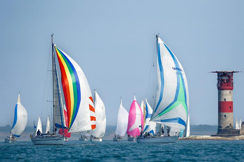 Spinnakers at the Needles during the Round the Island Race - photo © Paul Wyeth / www.pwpictures.com