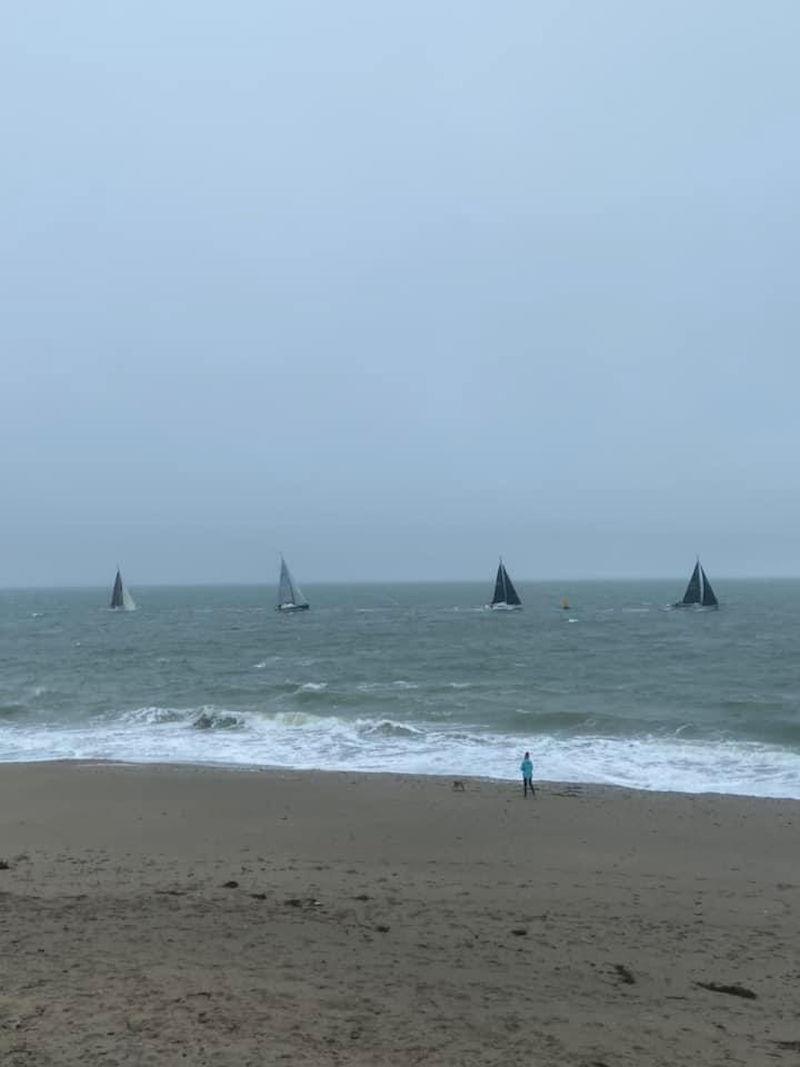 2nd Musto ISORA Welsh Coastal race at Pwllheli - The Pwllheli start line viewed from the beach photo copyright Tim Rouse taken at Pwllheli Sailing Club and featuring the IRC class