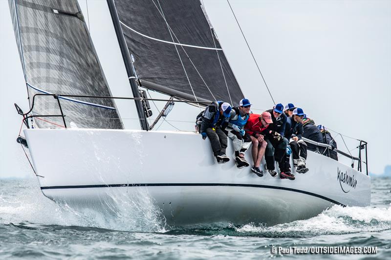 The J111 Kashmir sails upwind through Lake Michigan's challenging sea- state on the second day of 2019 Helly Hansen NOOD Regatta Chicago photo copyright Paul Todd / Outside Images taken at Chicago Yacht Club and featuring the J111 class