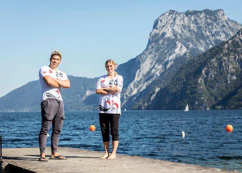 Brother-sister duo Toni and Marina Vodisek are making the most of their family efforts - Formula Kite Mixed Team Relay European Championships - Day 1 photo copyright IKA / Alex Schwarz taken at  and featuring the Kiteboarding class