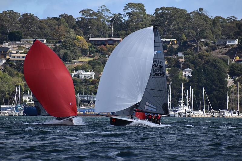 Nutcracker (L) and Ares (R) went head to head on the River Tamar in the SB20 Australian National Championship photo copyright Jane Austin taken at Port Dalrymple Yacht Club and featuring the SB20 class