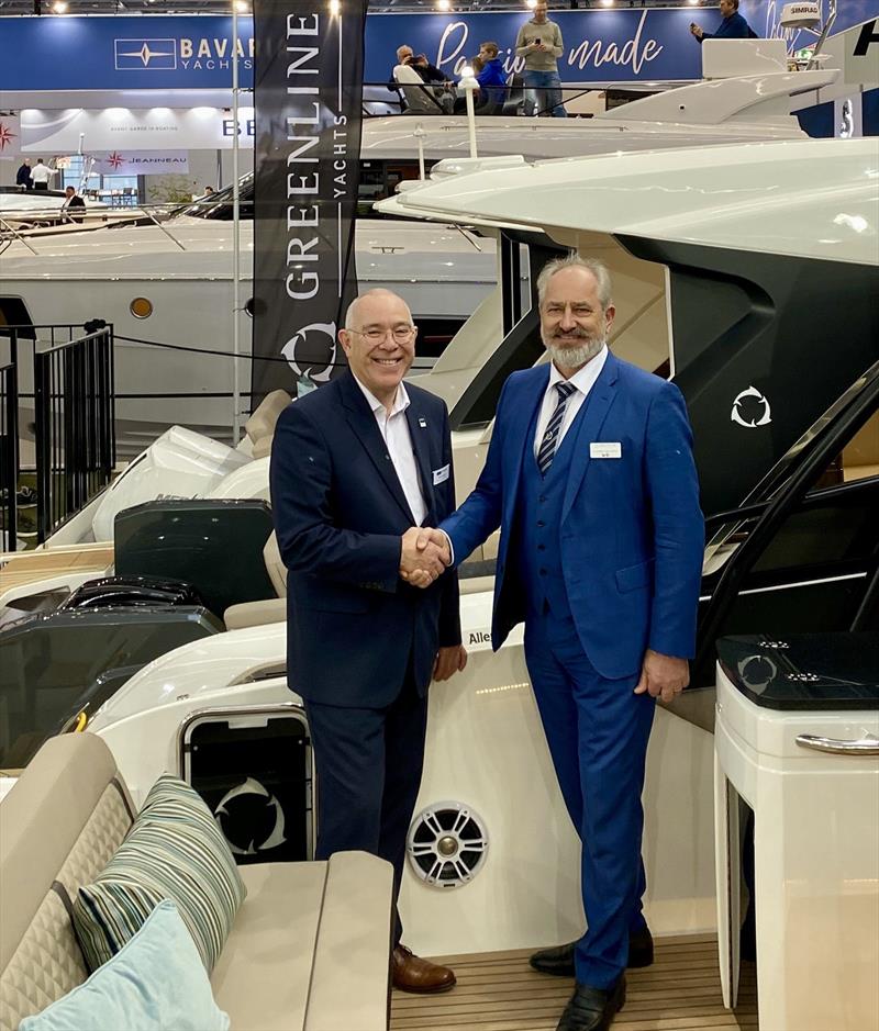 Michael Müller, CEO Bavaria Yachts (left), Vladimir Zinchenko, Owner and CEO Greenline Yachts (right) photo copyright Greenline Hybrid taken at  and featuring the Marine Industry class