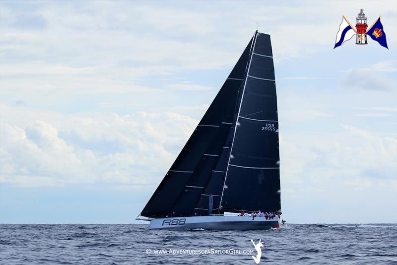 Flying outer and inner staysails, Rambler 88 approaches Kitchen Shoals, a few miles from the finish of the Newport Bermuda Race photo copyright Nic Douglass / www.AdventuresofaSailorGirl.com taken at Royal Bermuda Yacht Club and featuring the Maxi class
