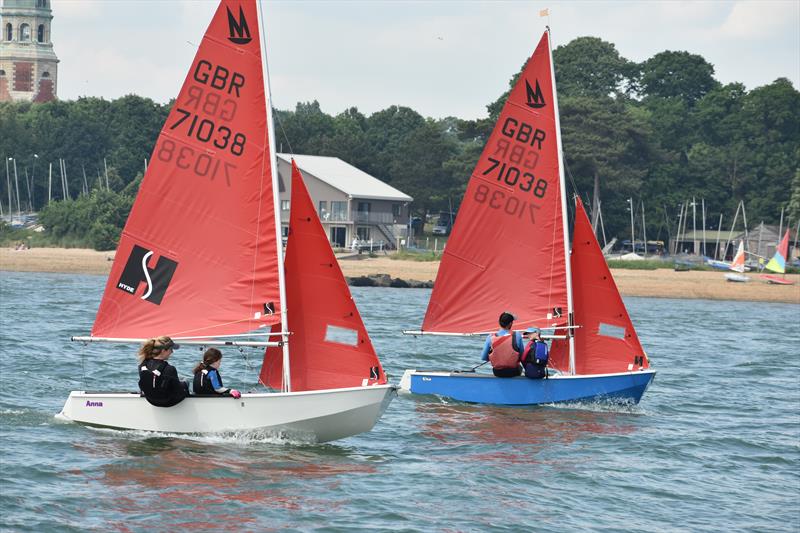 Roz and Evie (left) Ben and Keira (right) sailing on Southampton Water photo copyright Dougal Henshall taken at Netley Sailing Club and featuring the Mirror class