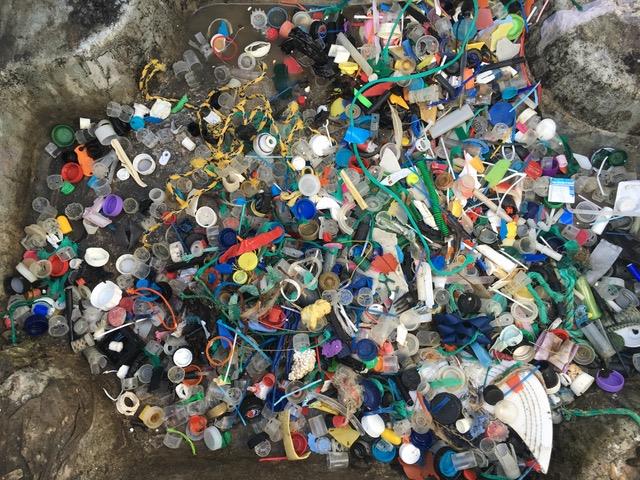 The amount of plastic Gael Pawson, local sailor, collected on a small section of Witterings Beach photo copyright Gael Pawson taken at 