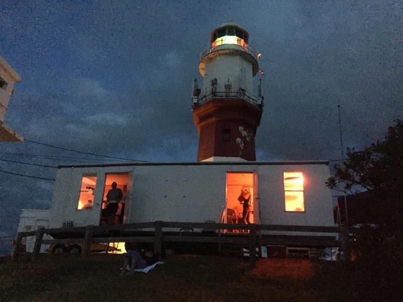 Instead of a race committee boat, the finish line team mans a trailer set directly beneath St. David's Lighthouse where they can observe the finish line offshore photo copyright John Burnham taken at Royal Bermuda Yacht Club