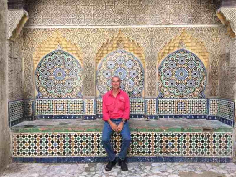 Phil in an alcove found amongst the alleys of the kasbah in Tangier - photo © SV Red Roo