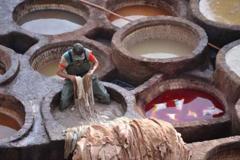 Dying the hides in the tannery vats - photo © SV Red Roo