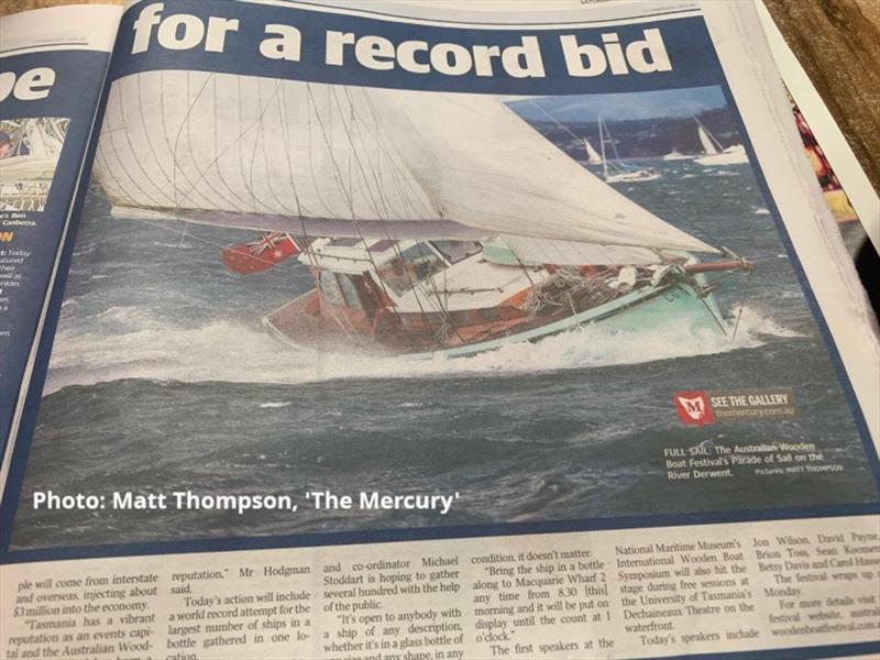 The Jane, captured by ‘The Mercury' reporter, clocking a steady 9 knots. Steve Stone, from Off Center Harbor reckons she is his new all time favourite boat, actually Maynard Bray, who subsequently sailed with Chris agreed photo copyright Matt Thompson taken at 