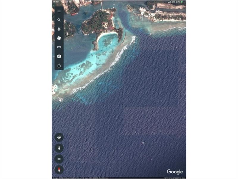 Google Earth image of the area, showing extent of reef photo copyright Rob Murray / BCA taken at 