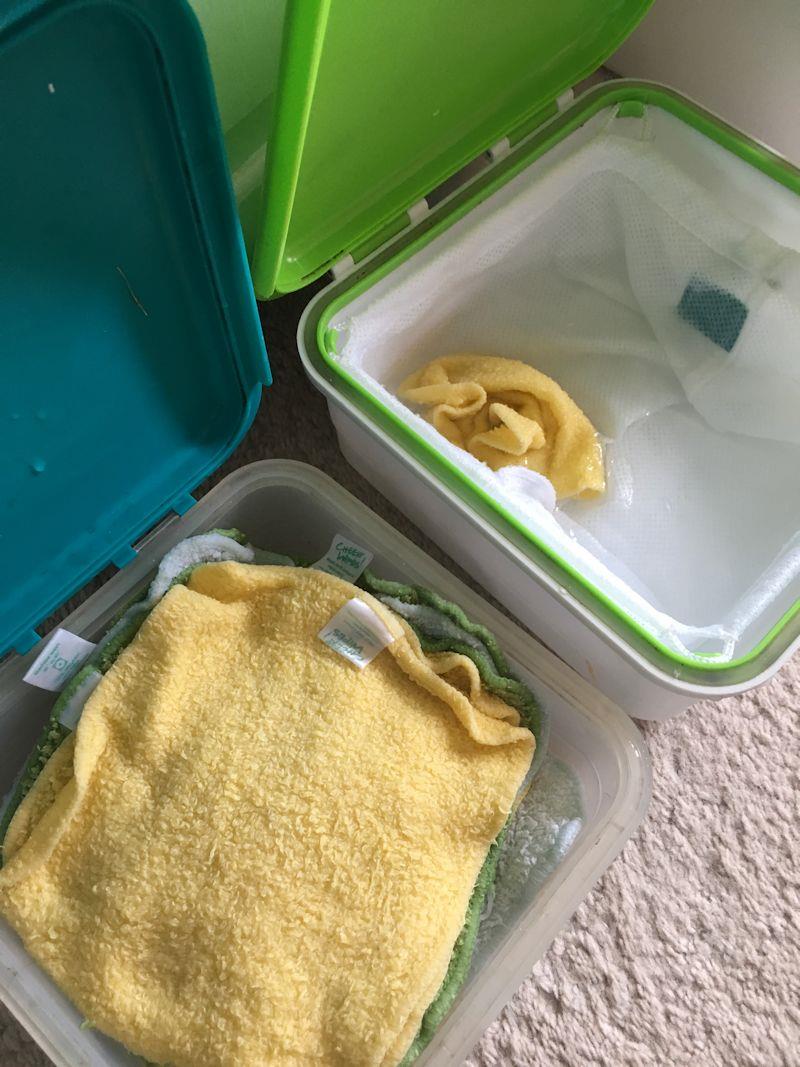 Reusable baby wipes from Cheeky Wipes - you have a clean box, and a dirty box photo copyright Gael Pawson taken at 