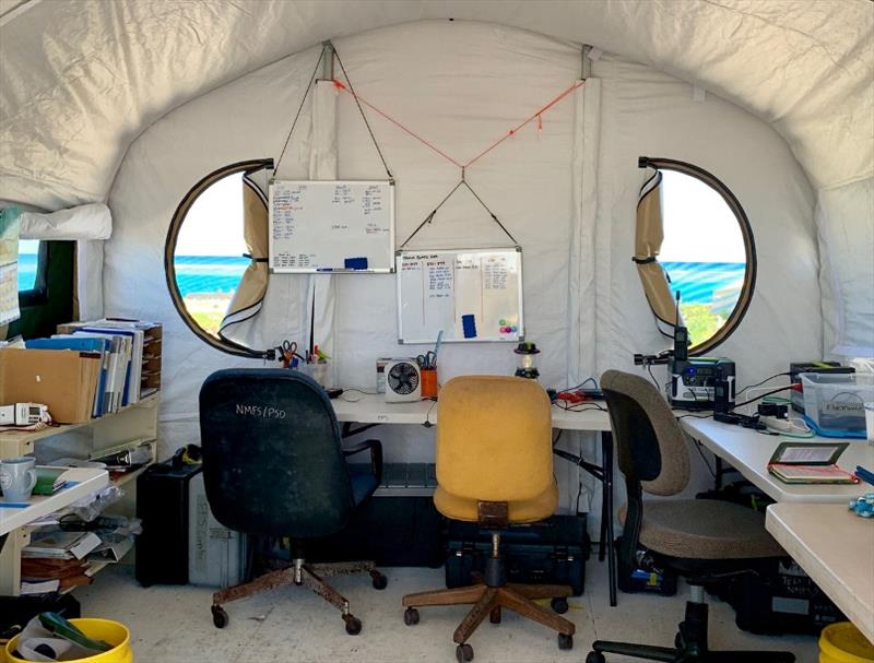 The view from inside a tent at French Frigate Shoals during the 2019 field season. - photo © NOAA Fisheries / Michelle Barbieri