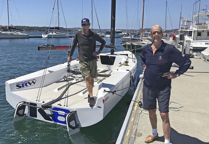 Brett Perry and the inspirational Dick Sargeant with the K8 that utilises the Semi Rigid Wing (SRW) from Advanced Wing Sytems photo copyright John Curnow taken at Royal Sydney Yacht Squadron