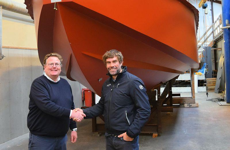 Artemis Technologies CEO Iain Percy OBE joins Jonas Pederson, Managing Director at Tuco Marine, to announce the world's first zero emissions workboat photo copyright Artemis Technologies taken at 