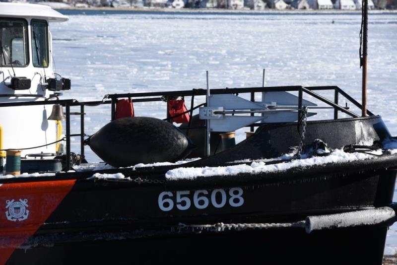 The crew of Coast Guard Cutter Pendant breaks and clears ice in the Weymouth Fore River near Weymouth, Massachusetts. Keeping the waterways clear is vital to ensuring fuel and other goods can transit through ports in the northeast photo copyright U.S. Coast Guard / Zachary Hupp taken at 