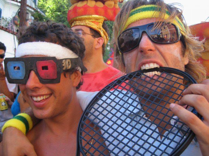 Micah Lane (L) as John McEnroe and Jack Macartney (R) as Bjorn Borg at Brazil's famous Carnival in 2010 photo copyright Photo supplied taken at 