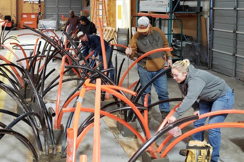 Alabama fisheries biologists are restoring reservoir habitat with spider block fish attractors built by UBC Local 318 and Millwright and Machinery Erectors Local 1192 apprentices. - photo © Union Sportsmen's Alliance