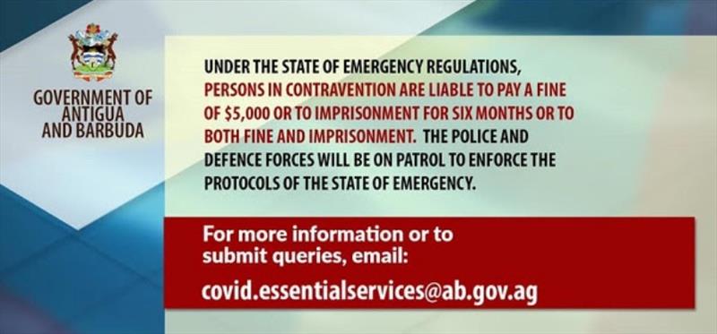 State of Emergency: 24-Hr Curfew Guidelines - photo © Antigua Nice
